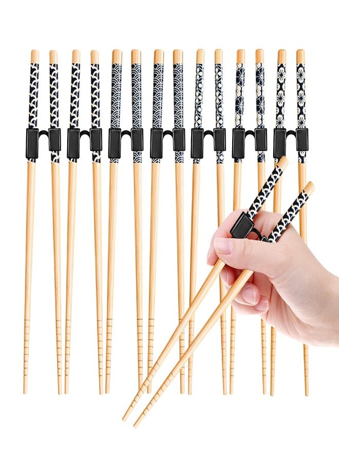 LYART 7 Pairs Reusable Training Chopsticks Helpers for Kids Adults Trainers Beginner and Each Age Learner, Non-Slip and Portable Practice Wooden Chopsticks Hinges Connector Set (1.Japanese stamp) - Image 1